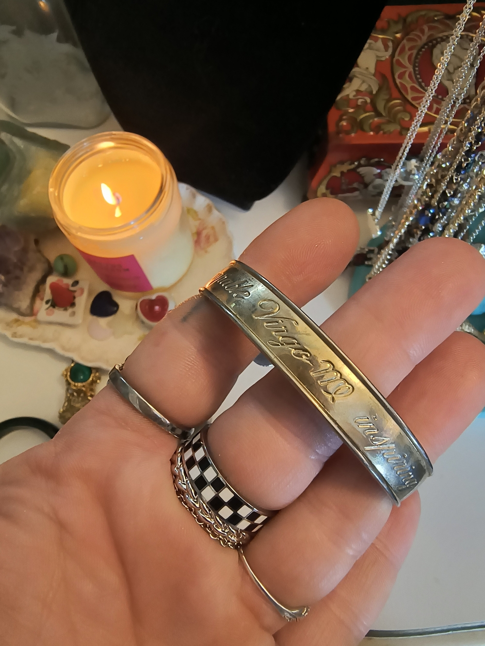 Avon Silver-Tone Engraved Cuff Bracelet